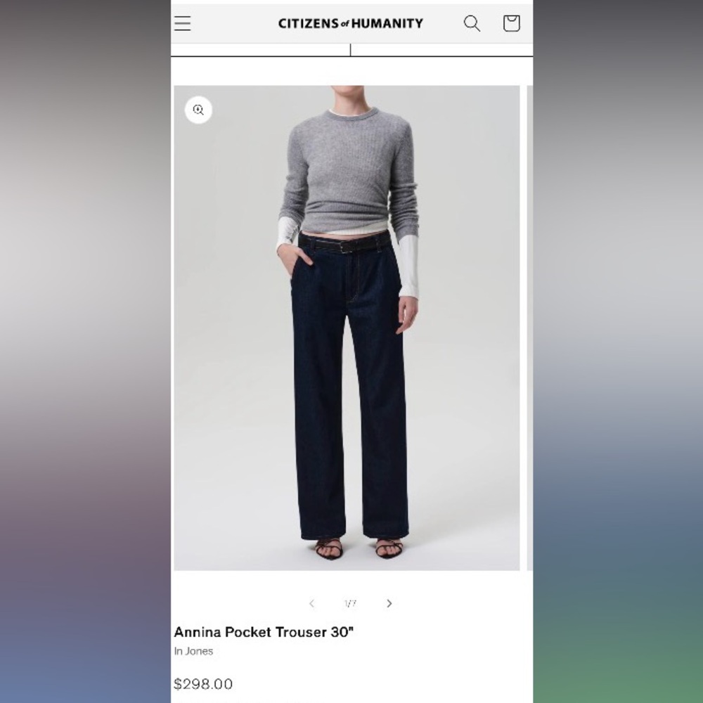 NWT Citizens of Humanity Annina Pocket Trouser 30" jean in Jones Sz 23